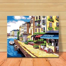 Молека маслом по номерам приморский город пейзаж DIY акрил модульная Картина на холсте Современный домашний декор стены Книги по искусству изображение