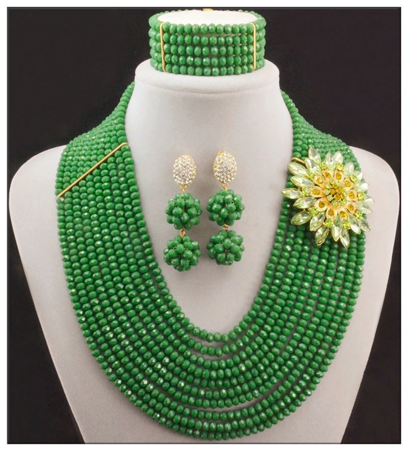 

New Arrival 2016 African Beads Jewelry Set Fashion Nigerian Wedding African Beads Necklaces Earrings set Girls Womens Necklace