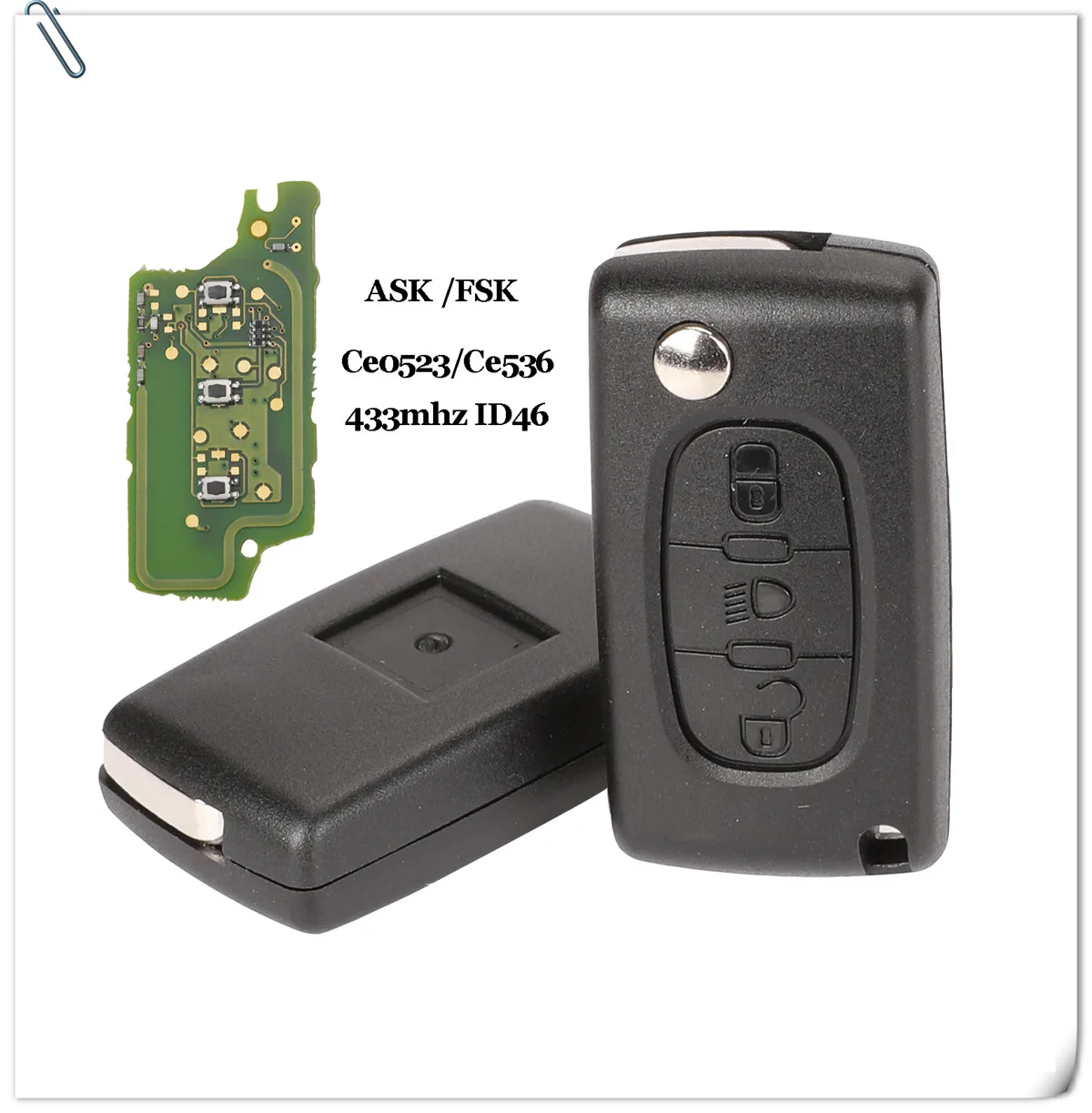 Keyforkess Ce0523 Ce0536 CHIEDERE/FSK 433Mhz ID46 Per Peugeot 407 307 308 607 3 Bottoni A Distanza di Vibrazione Fob auto Chiave VA2/HU83 Lama - HTB1uP4Hcvc3T1VjSZLeq6zZsVXan