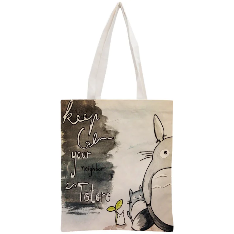 Сумка Totoro на заказ, многоразовая сумка, сумка через плечо, складная сумка из хлопка и холста, сумки для покупок, Настраиваемые на ваш образ - Цвет: 2