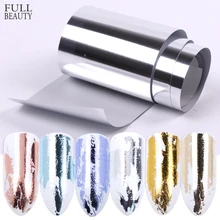 Полный Красота матовый золотой серебряный ноготь Фольга HoloTransfer наклейки Звездное польский надписи Маникюр Nail Art украшения 4*100 см CH996-1