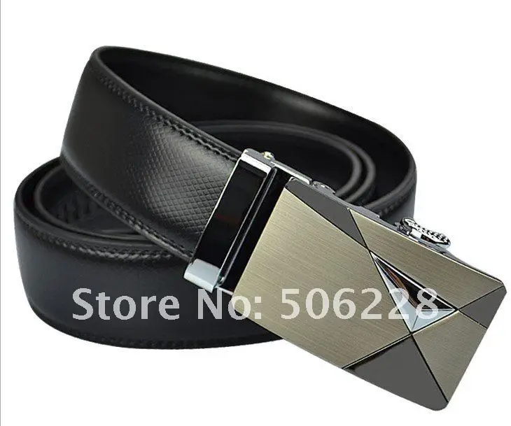 Promotion men's belts cowhide Skin leather belts with auto lock buckle