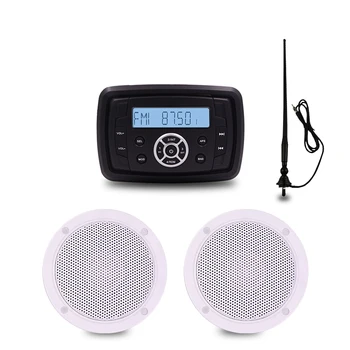 

Marine Stereo Boat Audio Bluetooth Radio FM AM USB MP3 Player for Motorcycle Auto ATV UTV 4inch Waterproof Speaker Radio Antenna
