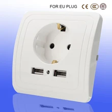 socket with usb 5V 2A Dual Wall Socket eu Ports Charger 16A 250V kitchen plug sockets Electrical Outlet