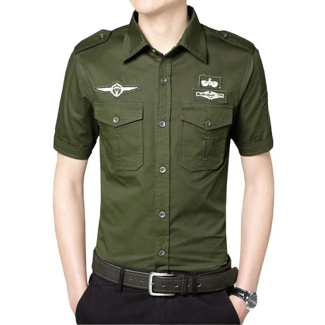 2019 uniform air force military short sleeve shirt cotton embroidery ...