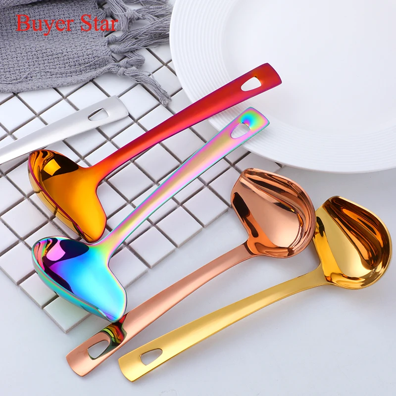 1 Pcs Stainless Steel Soup Ladle With Long Handle Hot Pot Spout Slotted Soup Duck Mouth Shaped Kitchen Cooking Tools Utensils