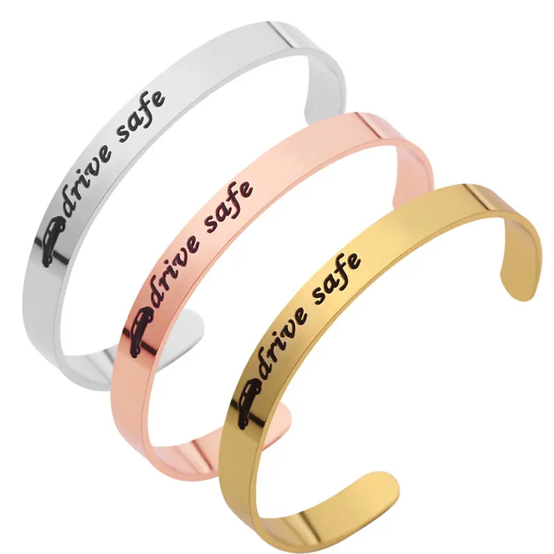 

Personalized Customization Simple Engraved Bracelet Name Message Bangle For Men Women Couple Bracelet Jewelry Friend Gifts