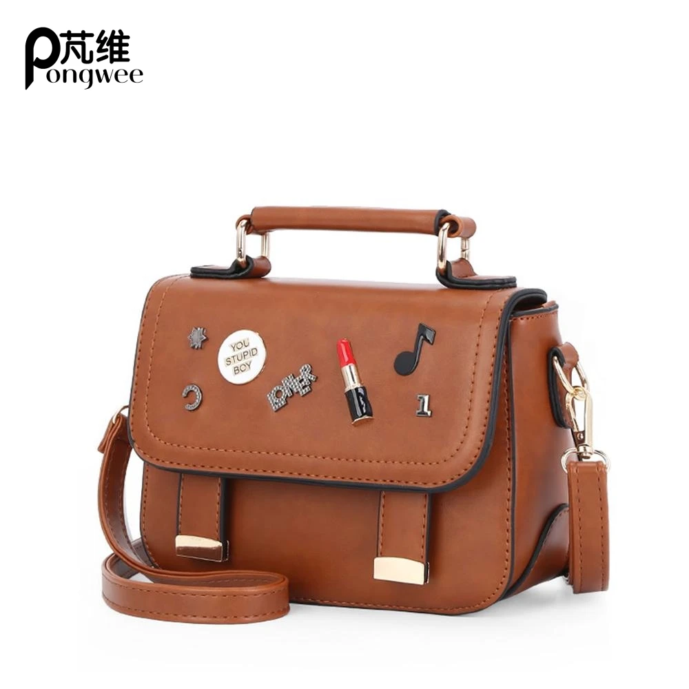 

PONGWEE Fashion High Quality Cute Messenger Bags Small Side Letter Handbags Mini Crossbody Bags For Women PU Leather Girl Party