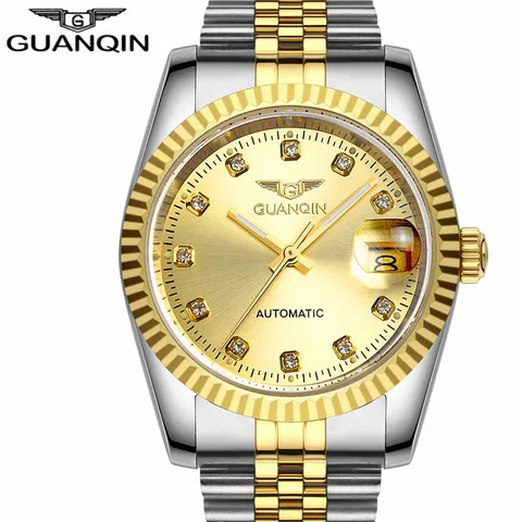 Movimento à Prova Relógios de Safira Relógio de Pulso Relógio Masculino Guanqin Automático Mecânico Japão Dwaterproof Água Aço Marca Luxo Men