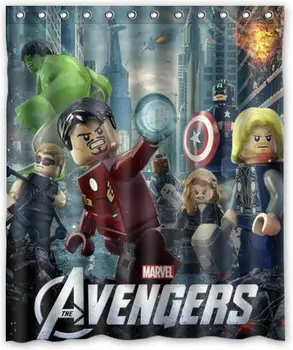 

Custom The Lego Movie Shower Curtain Avengers Curtains Marvel Comics Iron Man Hulk Bath Curtain Waterproof Christmas Decor #035#