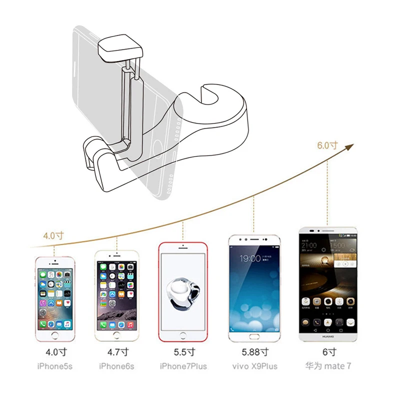 Автомобильный крючок на подголовник с держателем для телефона, вешалка для спинки сиденья для сумки, сумочки, сумочки, ткани для продуктов, портативные многофункциональные зажимы, Органайзер