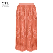 YTL Дамская элегантная винтажная Цветочная кружевная юбка миди размера плюс H247