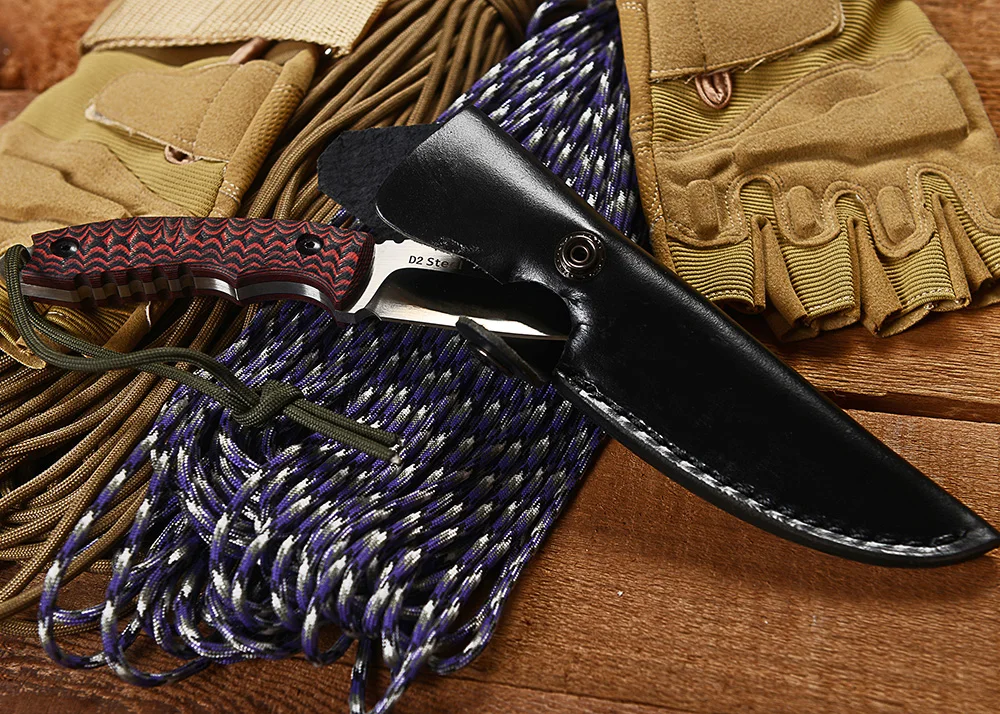 BGT красный G10 охотничий нож с фиксированной ручкой с D2 лезвием, тактический походный боевой нож для повседневного использования, Прямые ножи для выживания, карманные инструменты
