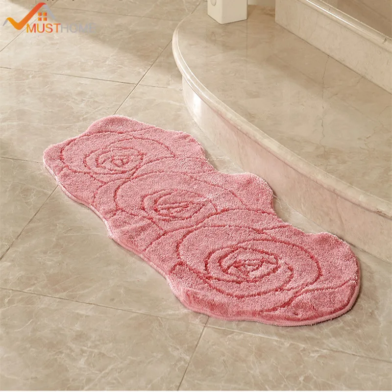 19 6 Wx47 2 L 50x120cm Rose Shape Microfiber Long Kitchen Rug In