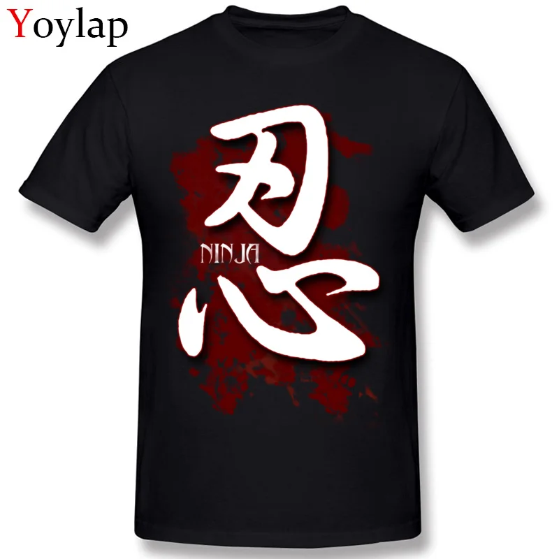 T-shirts Printed Short Sleeve Family Round Collar 100% Cotton Tops Shirt Casual Summer/Autumn WhiteNinja Kanji Tee-Shirt for Men black