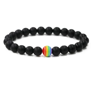 

Peace Beaded Pride Stone Couple Rainbow Bracelet Jewelry Gift Women Men Bracelet