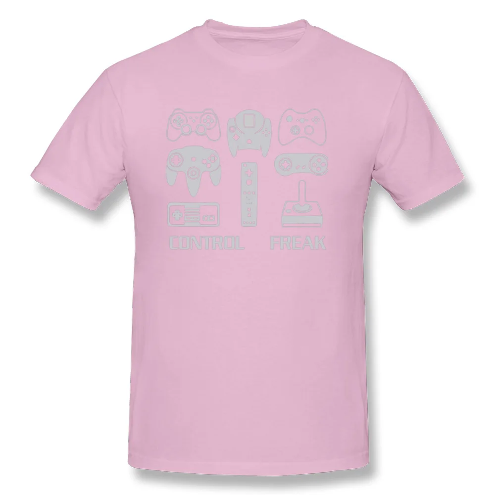 3D Printed O-Neck Top T-shirts Summer Tops & Tees Short Sleeve 2018 Newest 100% Cotton Print Tees Printed On Man Funny Video Game Control Freak 18996 pink