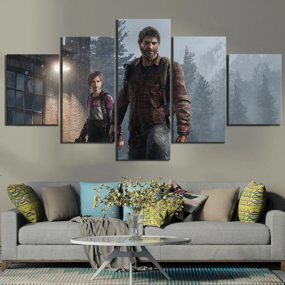 Картина на холсте плакат для дома декоративный The Last Of Us 5 панельных игр картина