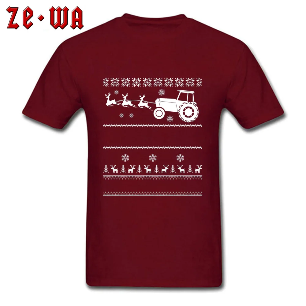 Christmas Farmer Ugly Christmas 4738 T-Shirt Casual Short Sleeve Coupons O-Neck Cotton Tops Shirt T Shirt for Men Summer/Fall Christmas Farmer Ugly Christmas 4738 maroon