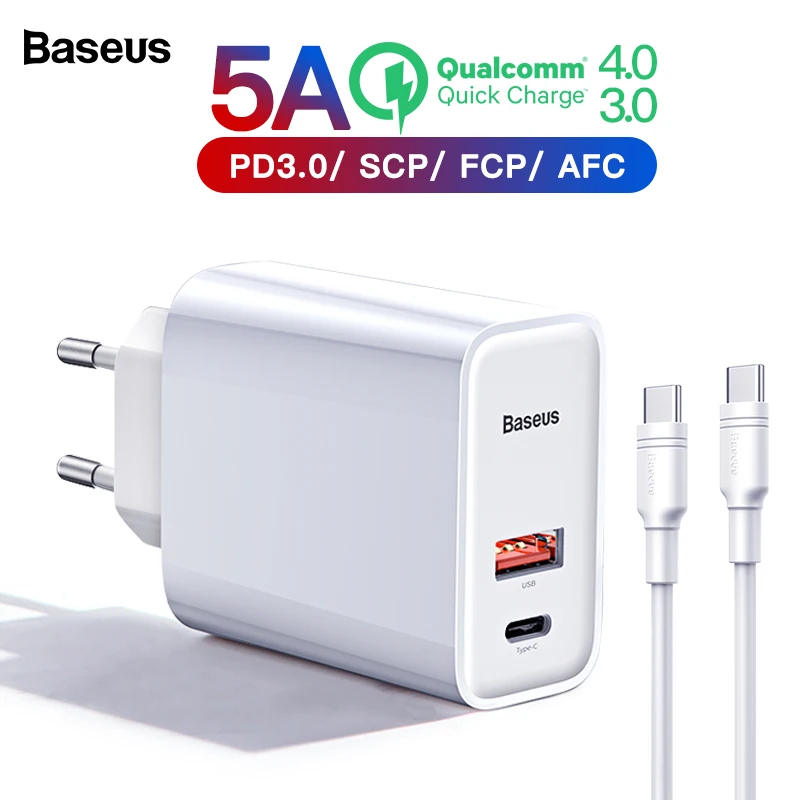 Baseus Quick Charge 4,0 3,0 USB Зарядное устройство для iPhone Xiaomi samsung huawei SCP QC4.0 QC3.0 QC C PD для быстрого настенного мобильный телефон Зарядное устройство