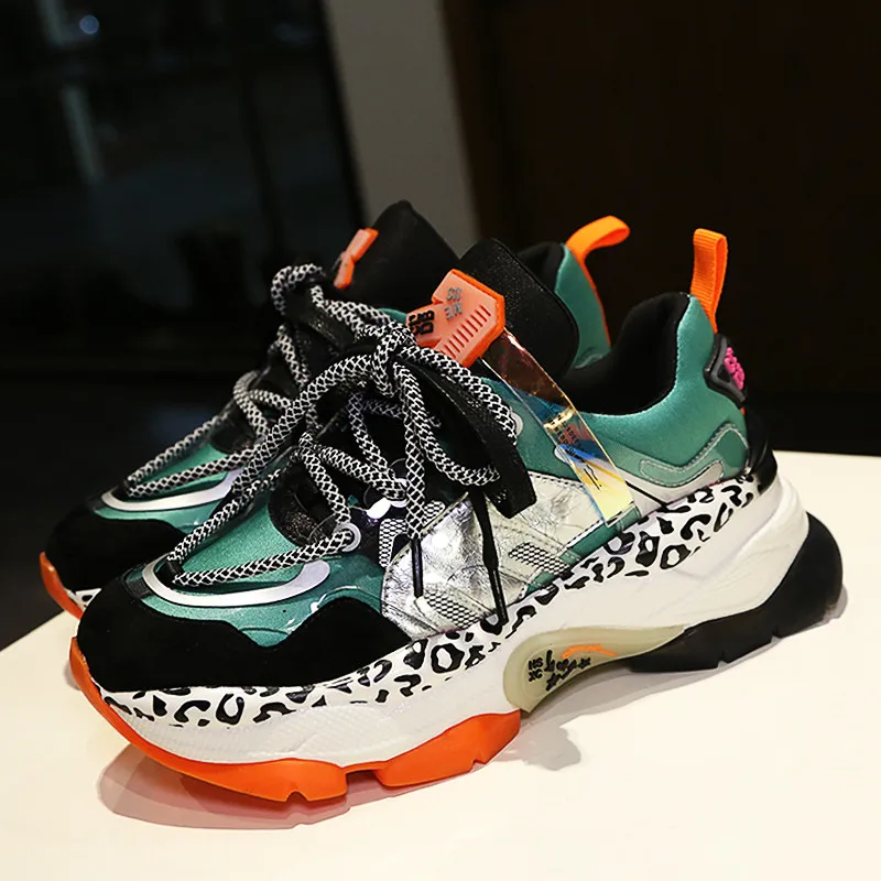 Ceny Obuwie damskie na co dzień 2019 jesień nowe oryginalne skórzane buty sportowe damskie podnoszą 5.5 CM ciężkie dno buty damskie buty outdoorowe