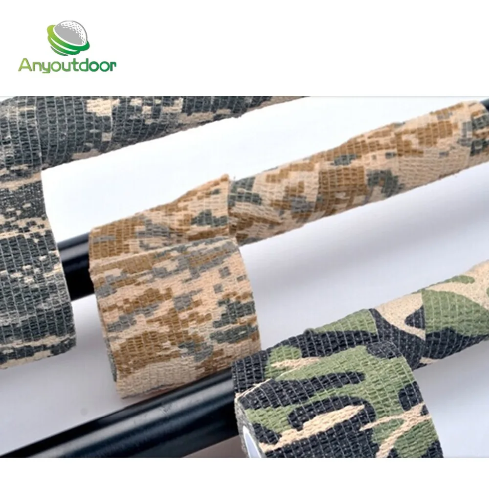 2 Roll Telescopic Camo Stretch Bandage Hunting Camouflage Tape for Gun Cloths Camera Flashlight