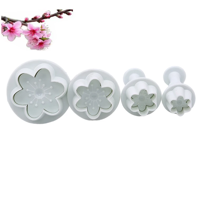 

4Pcs 3D Flower Shape Plastic Baking Mold Kitchen Biscuit Cookie Cutter Pastry Plunger Stamp Die Fondant Cake Decorating Tools-38