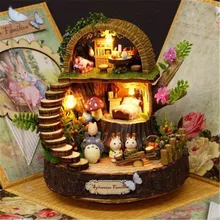 Милый DIY Деревянный Мини Кукольный дом миниатюрный кукольный домик мебель крышка музыкальная комната коробка игрушки для детей Детский подарок