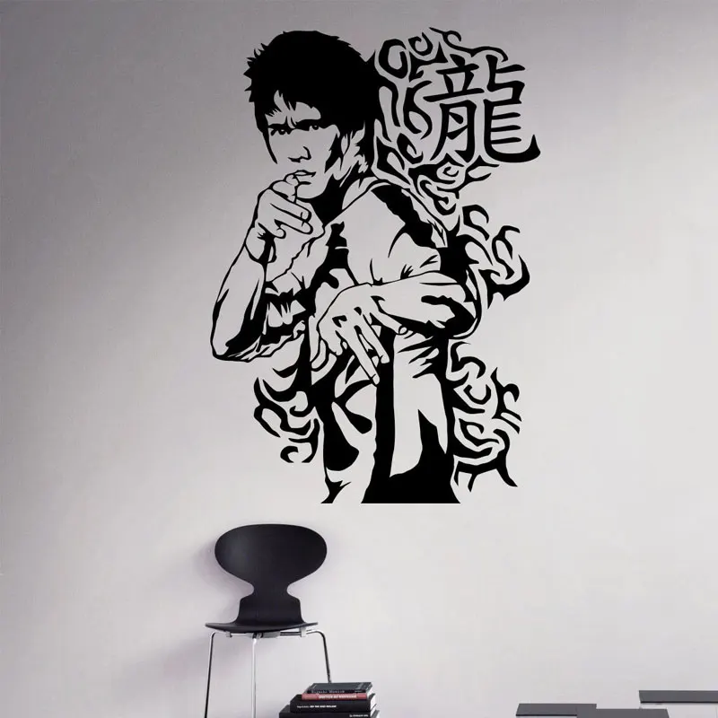 

Bruce Lee Wall Vinyl Decal Film Actor Vinyl Sticker Martial Artist Kungfu Home Decor Living Room Bedroom Removable Mural 3269