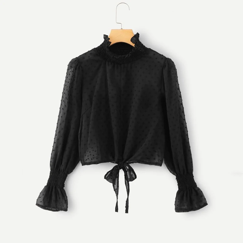 Женские топы и блузки в черный горошек Boho пляжная летняя рубашка женская blusas
