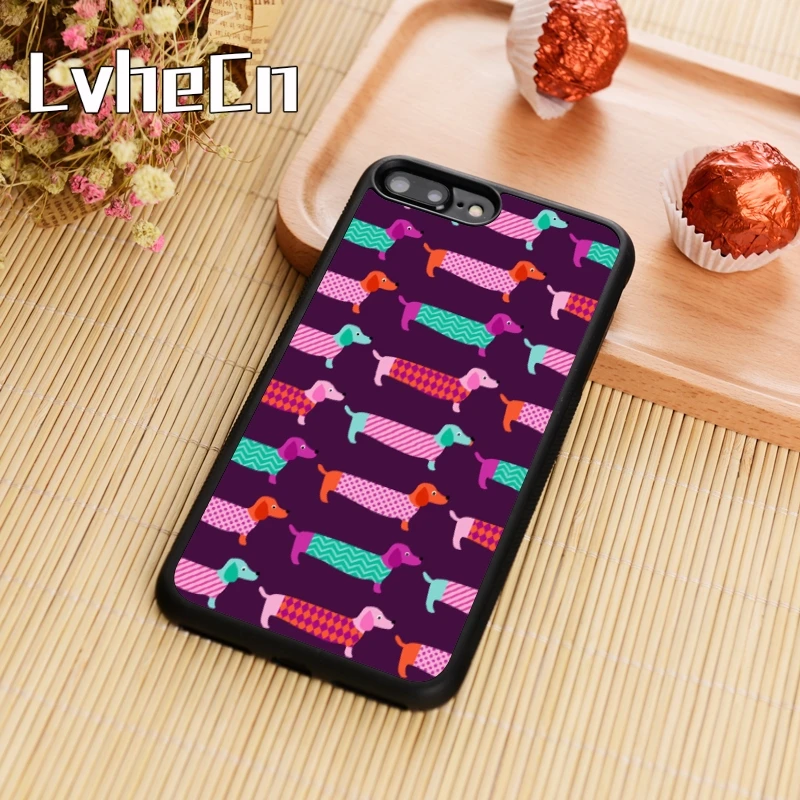 LvheCn фиолетовый такса Wiener собаки чехол для телефона iPhone 5 6 6s 7 8 plus 11 pro X XR XS max samsung S7
