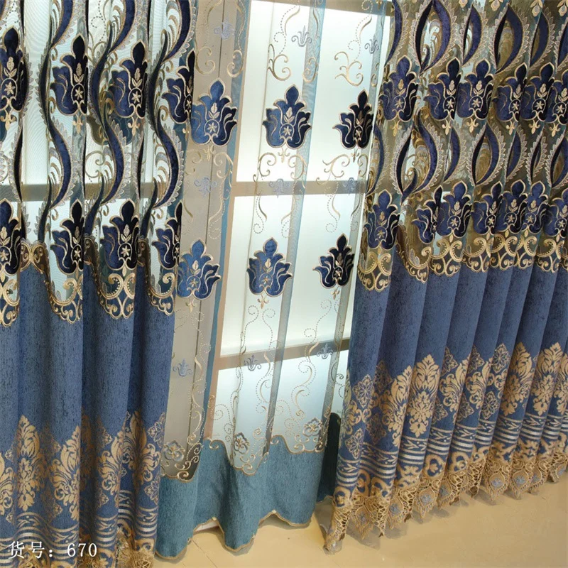 Европейские Роскошные полые вышитые шторы для гостиной шенилловая ткань для шторы для спальни тюлевый балдахин T207#4