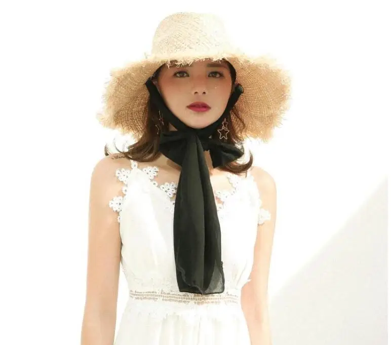 100% настоящие летние шапки Raffia, солнцезащитные шапки для женщин, пляжные кепки Sombreros, широкий пляжный навес, боковая Кепка, женские