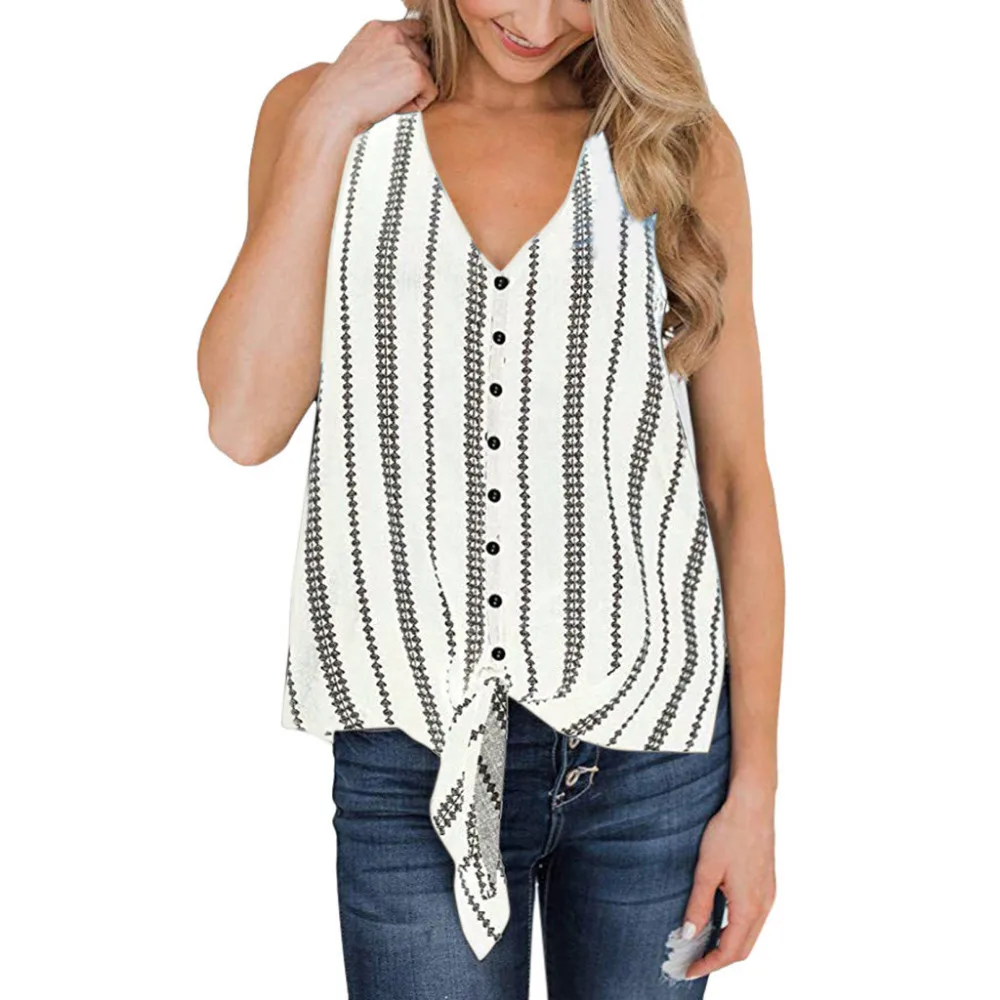 

Fashion Tank Tops 2019 New Summer Button Print Sleeveless Ladies Vests Hot Selling Tops Trend Casual Regatas High Quality TT5