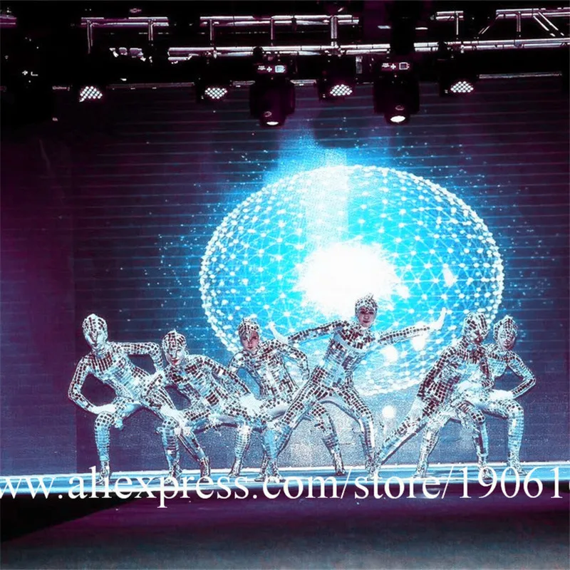 New silver mirror dance costume bikini show stage clothes2