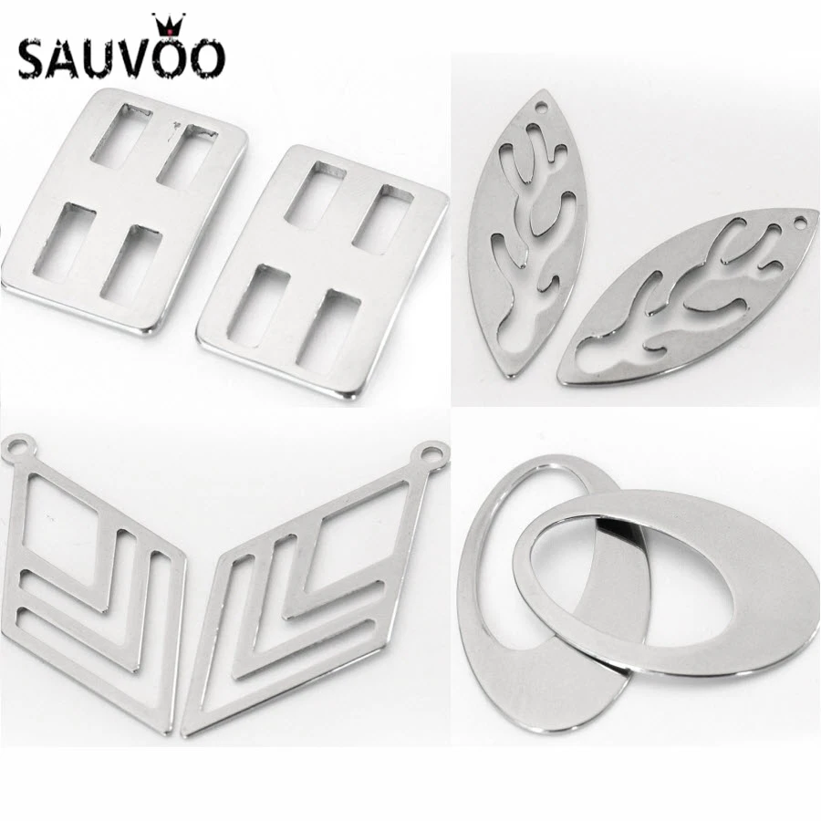 SAUVOO 10 шт./лот Серебряный тон нержавеющая сталь полые цветок Сердце лист Подвески Разъемы для самостоятельного изготовления ювелирных изделий