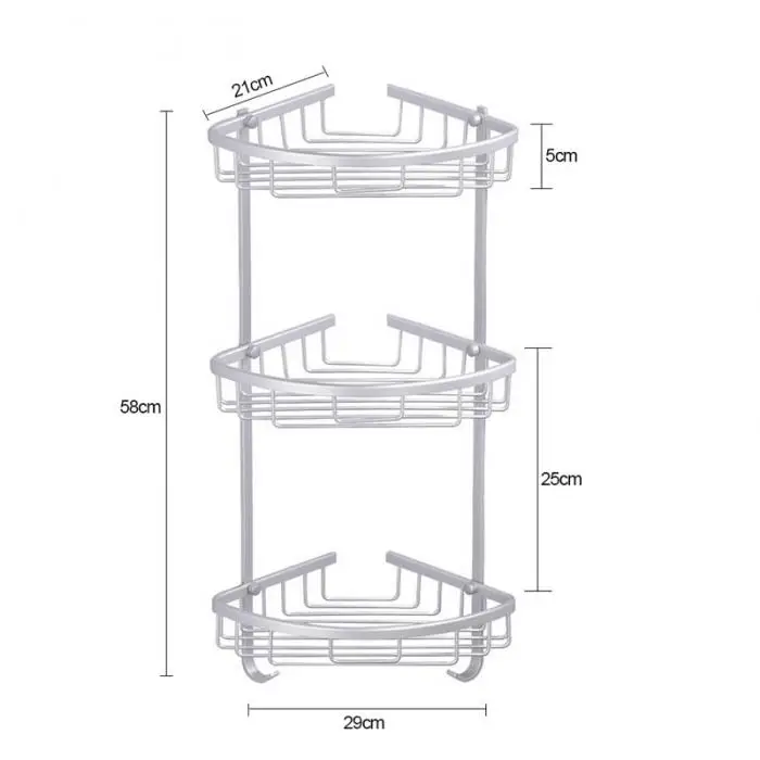Ванная комната Кухня треугольная алюминиевая настенная полка для душа стеллаж для хранения корзина 2017ing