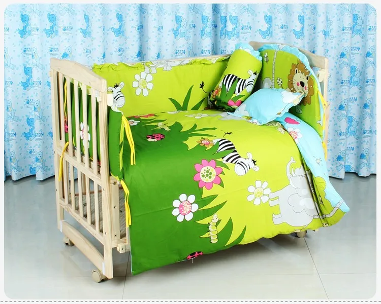 Promotion! 10PCS character Crib Baby bedding set 100% cotton baby bedclothes (bumpers+matress+pillow+duvet) 100*60/110*65cm