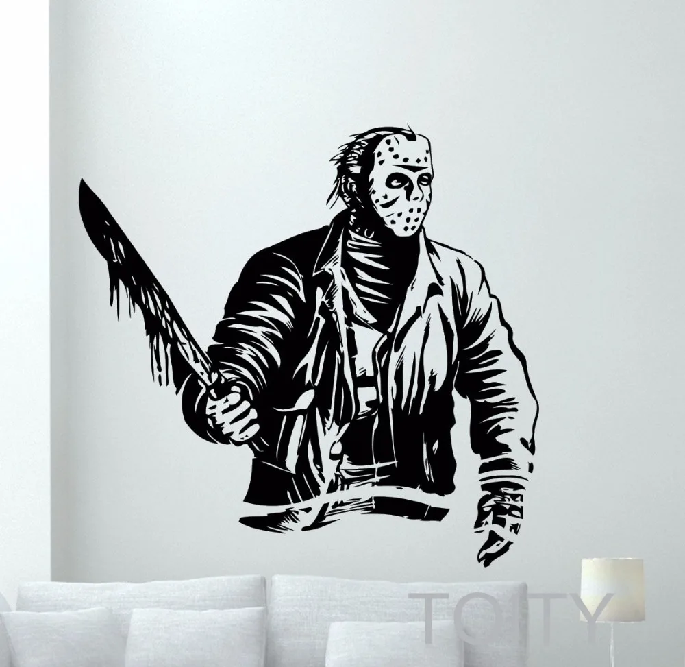 

Jason Voorhees Wall Decal Retro Horror Movies Vinyl Sticker Dorm Home Interior Living Room Art Decor Removable Mural