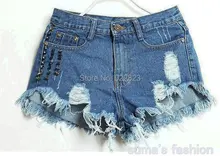 The Rivets Hole Tassel Стиральная Ultrashort Нерегулярные женские джинсовые шорты женские джинсы б