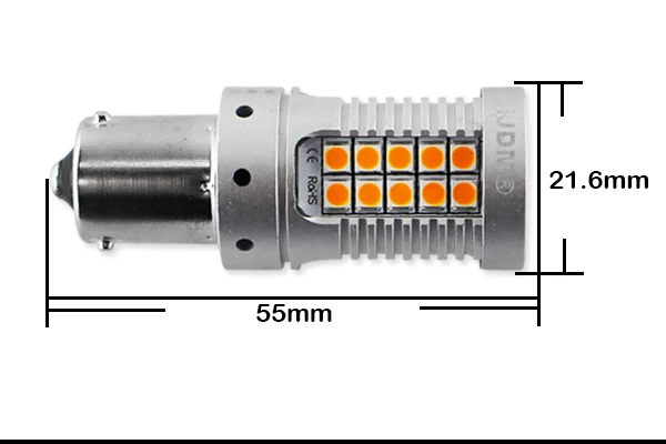 IJDM автомобиля BAU15S светодиодный Нет Hyper флэш Янтарный Желтый 48-SMD 3030 светодиодный 7507 PY21W светодиодный лампы для указатели поворота, Canbus Error Free