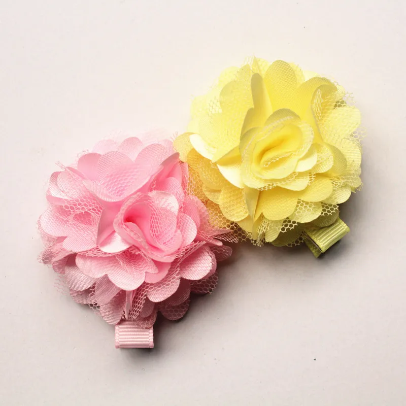

24pc/lot Cute Floral Gauze Hair Clips Lovely Kids Hairpin Chiffon Felt Flower Girls New Arrival Barrettes Free Shipping