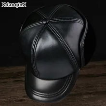 XdanqinX натуральная кожа зимне наушники шапка мужские зимние шапки Овчина Мех теплая бейсбольная кепка для мужчин бренды мужской кости Кепка s с ушками