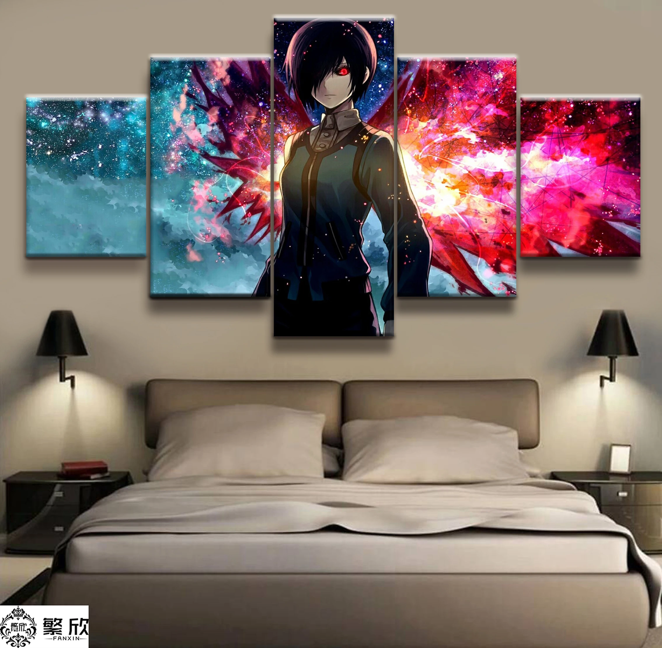 

5 Panel Beauty Tokyo Ghoul Anime Poster Canvas Printed Painting For Living Room Wall Art Decor Picture Artworks Poster