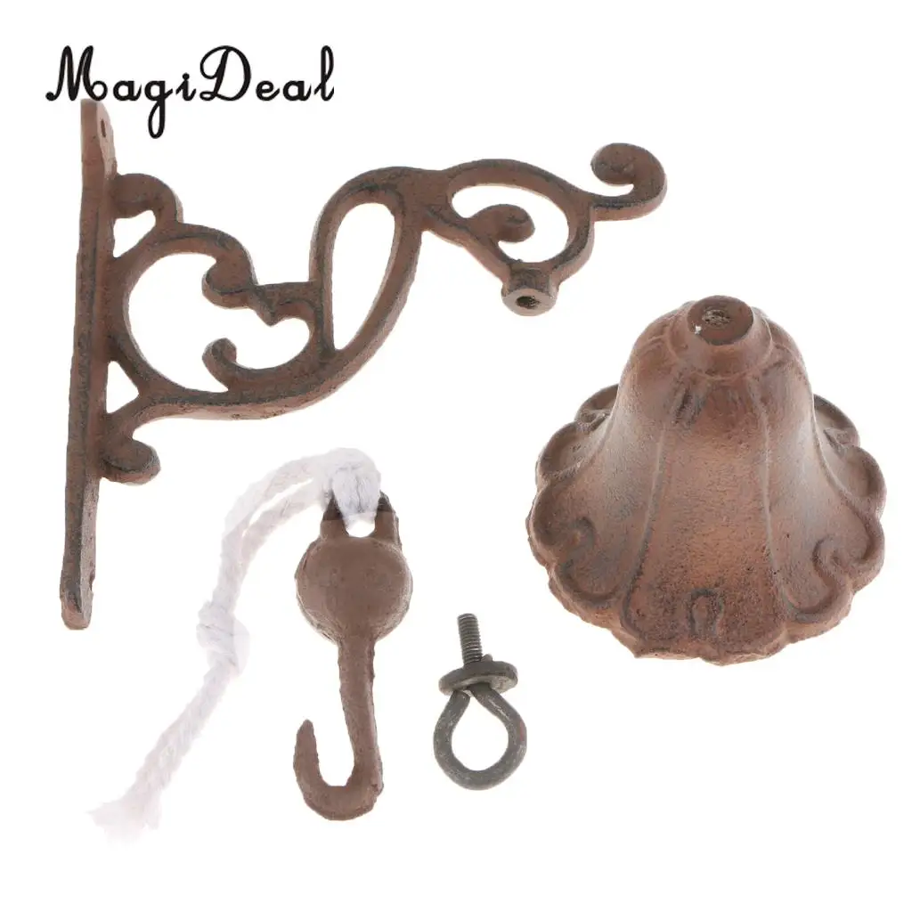 Outdoor Dinner Bells Vintage Antique Cast Iron Bracket Mounts Bell Indoor Outdoor Wall Mounted Door Bells