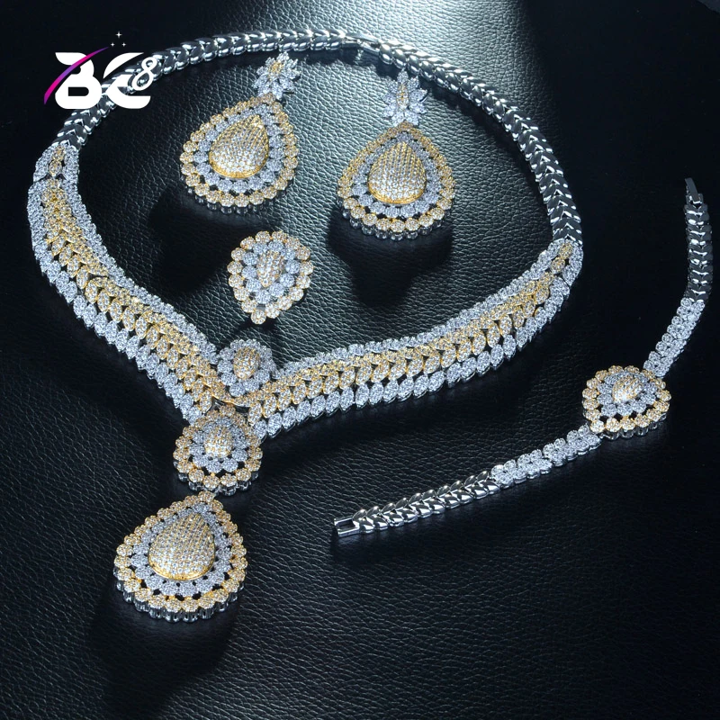 Be 8 Brilliant AAA CZ 2 Tones Jewelry Sets Bridal Wedding 4 Pcs Earring Necklace for Women Gift Parure Bijoux Femme S260 | Украшения и