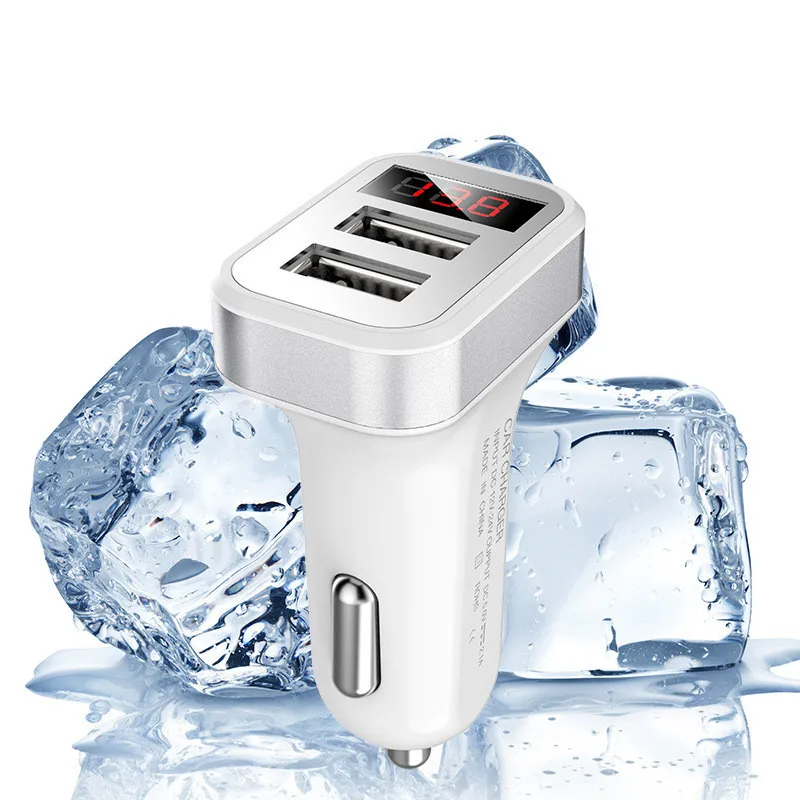 

New 2 Ports Intelligent Detection Voltage Current USB Quick Charge 3.0 Digital Display Car Charger For All Phones iPhone Huawei