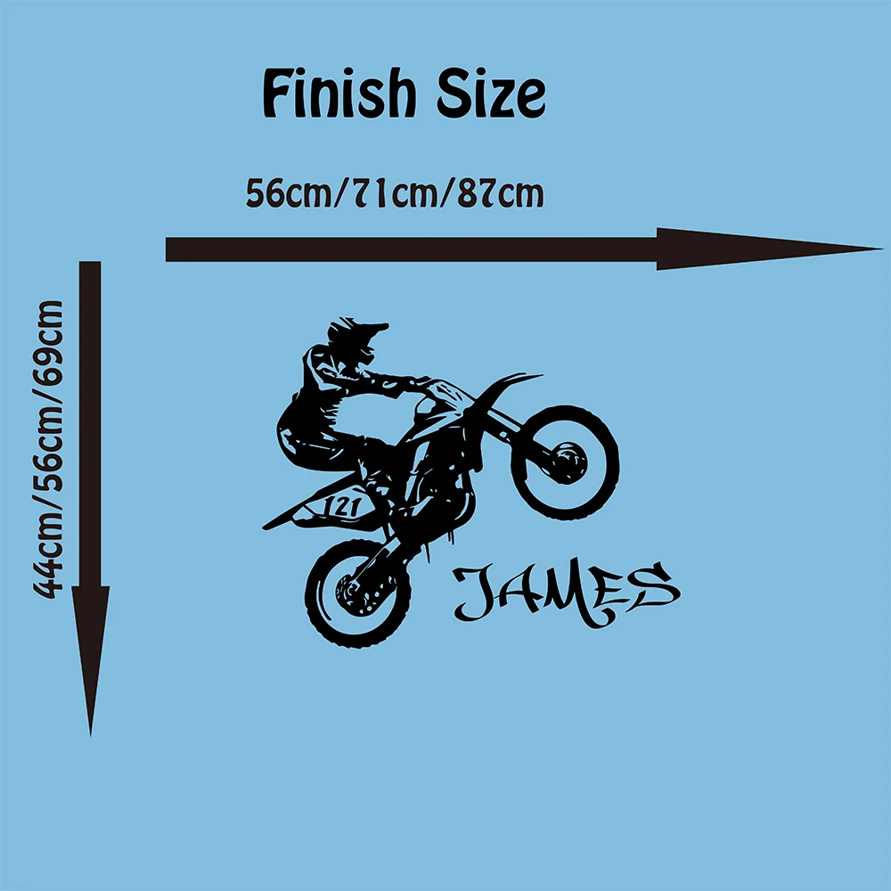 Custom Name Motorbike Wall Decal Boy Room Kids Room Personalized Name Scooter Autocycle  Dirt Wall Sticker Bedroom Vinyl Decor (1)