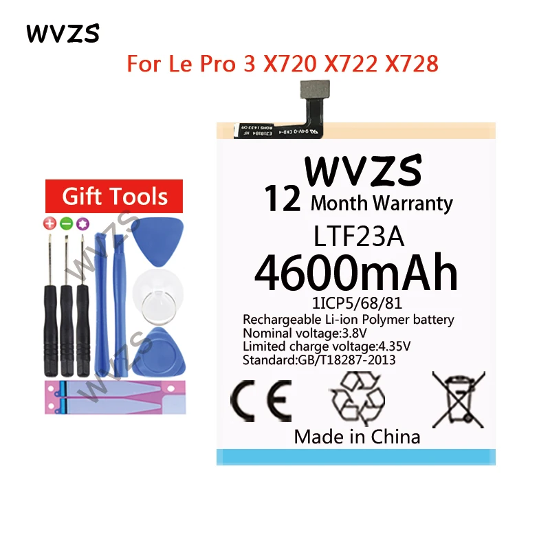 Wvzs 4600 мАч литий-полимерный аккумулятор LTF23A для Letv leEco Le Pro 3X720X722X728 Сменные