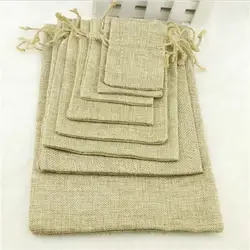 Натуральный джутовые мешки со шнурком стильный Hessian мешковины свадебные пользу держатель подарок сумка для кофе bean конфеты